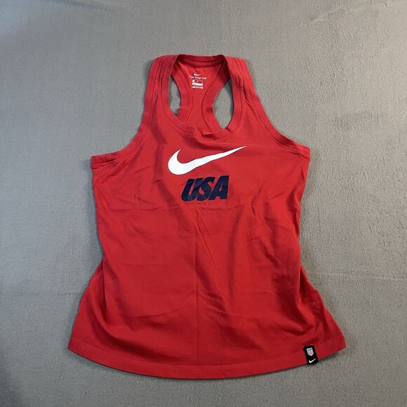Nike Tops - The Nike Tee Dri Fit Team USA Soccer Red Racerback Tank Top Womens Size M